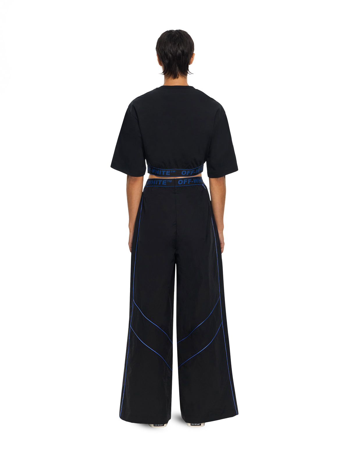 OFF WHITE Logoband Nylon Pants Black-Electric Blue 2FH00609B