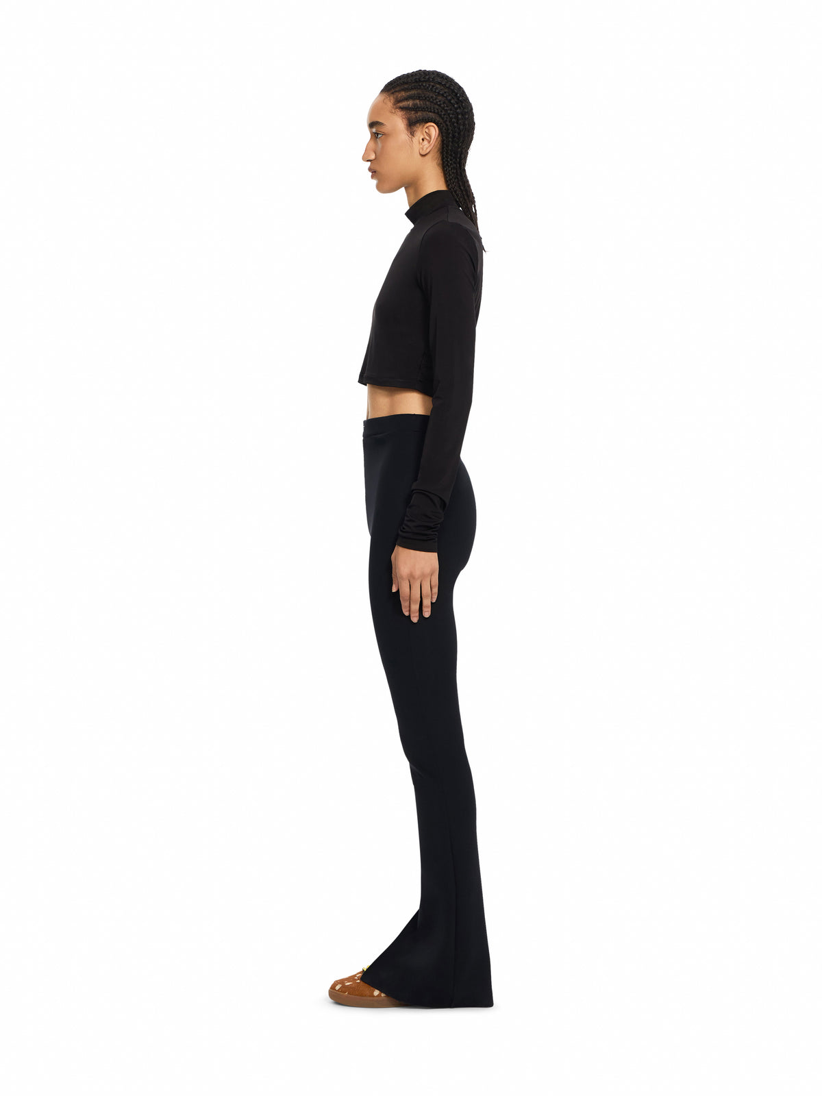 OFF WHITE Off Stamp Sleek Split Leggings Black-White 2FH00634B