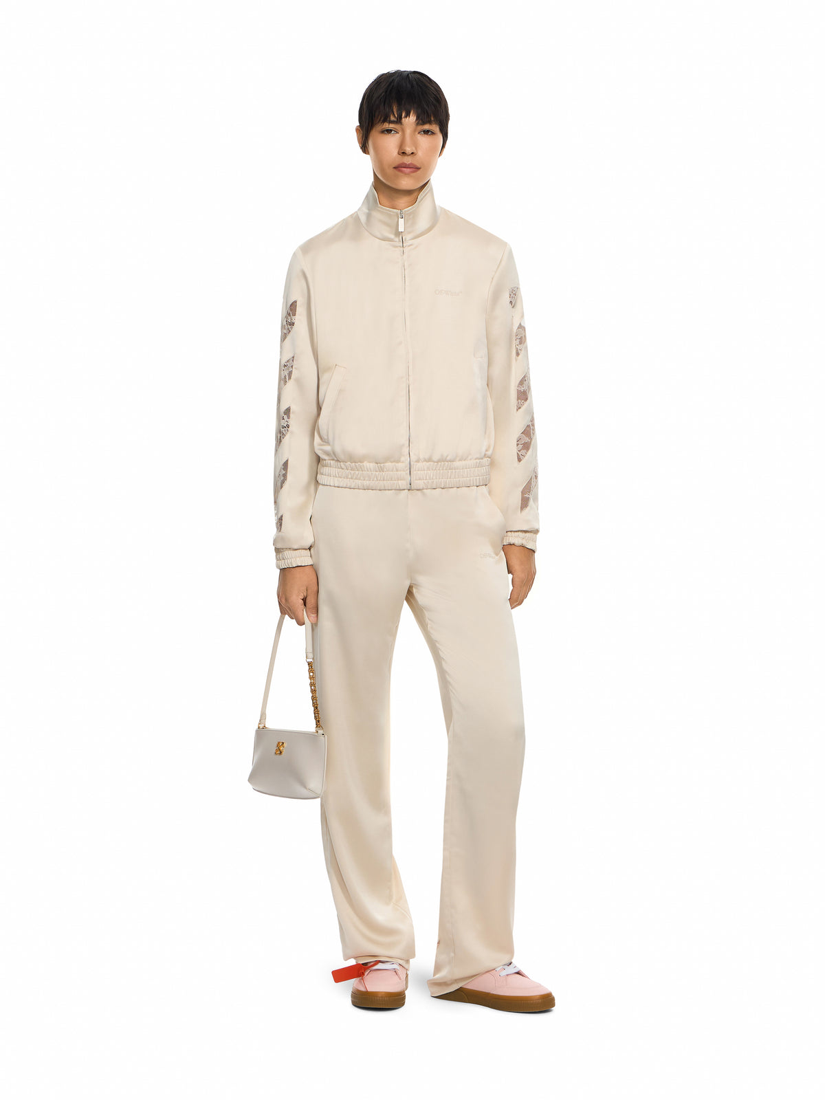 Diagonals Lace Satin Track Pants