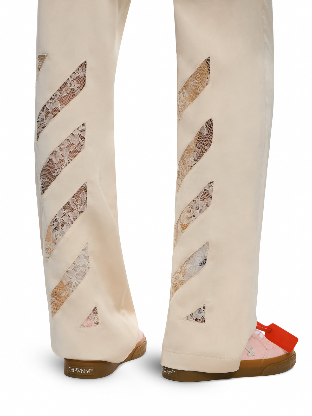 OFF WHITE Diagonals Lace Satin Track Pants Ivory Ivory 2FH00650B