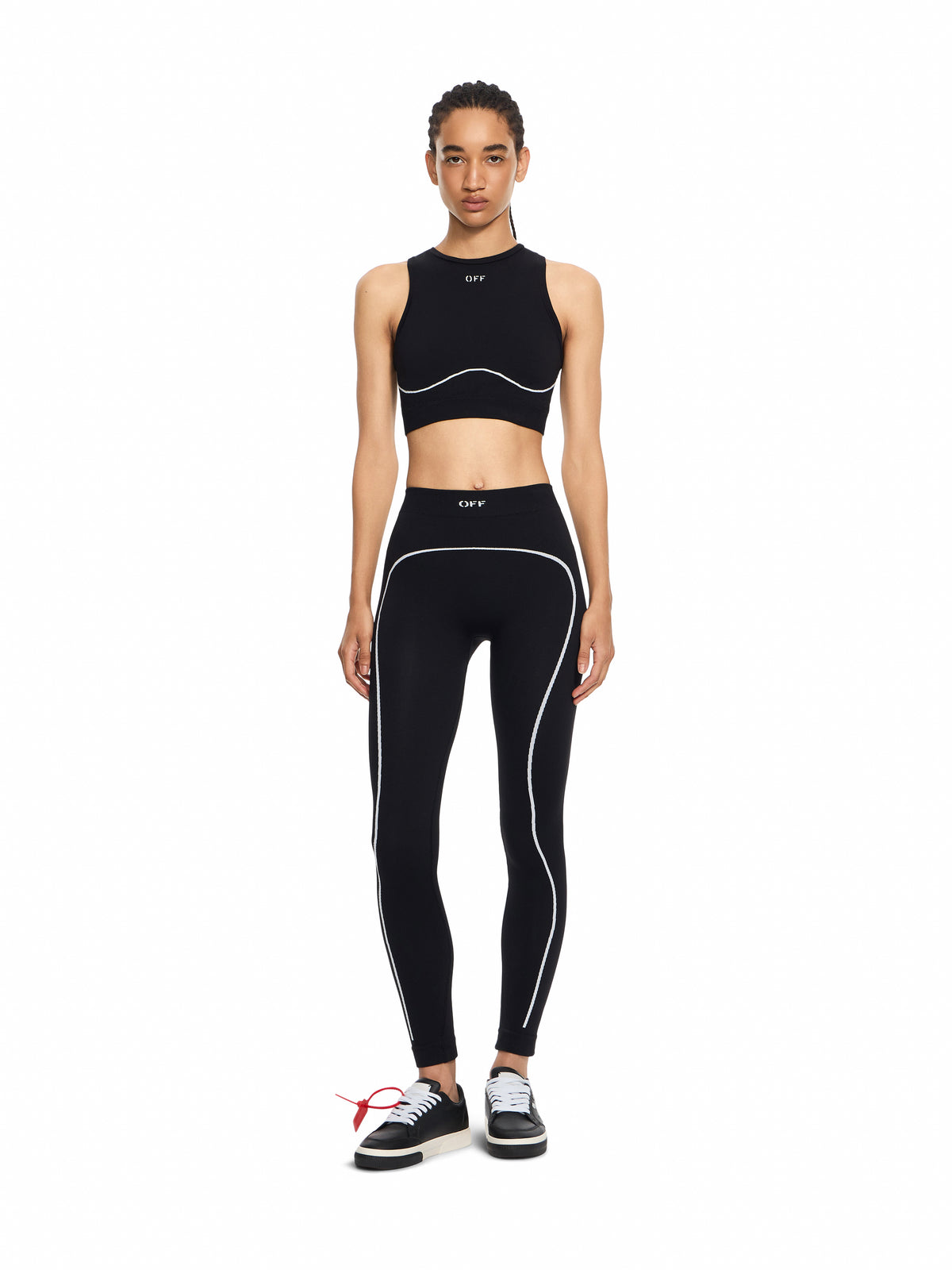 OFF WHITE Off Stamp Seamless Leggings Black-White 2FH00668B