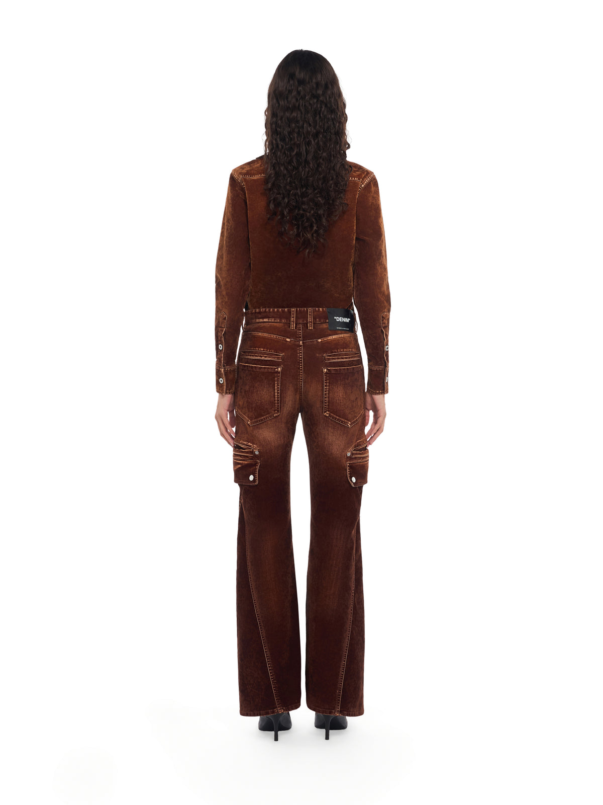 OFF WHITE Eyelet Flock Cargo Pants Chestnut Chestnut 2FH00839B