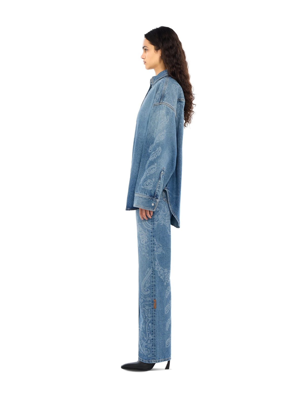 OFF WHITE Paisley Susy Denim Pants Light Medium Blue White 2FM00605B