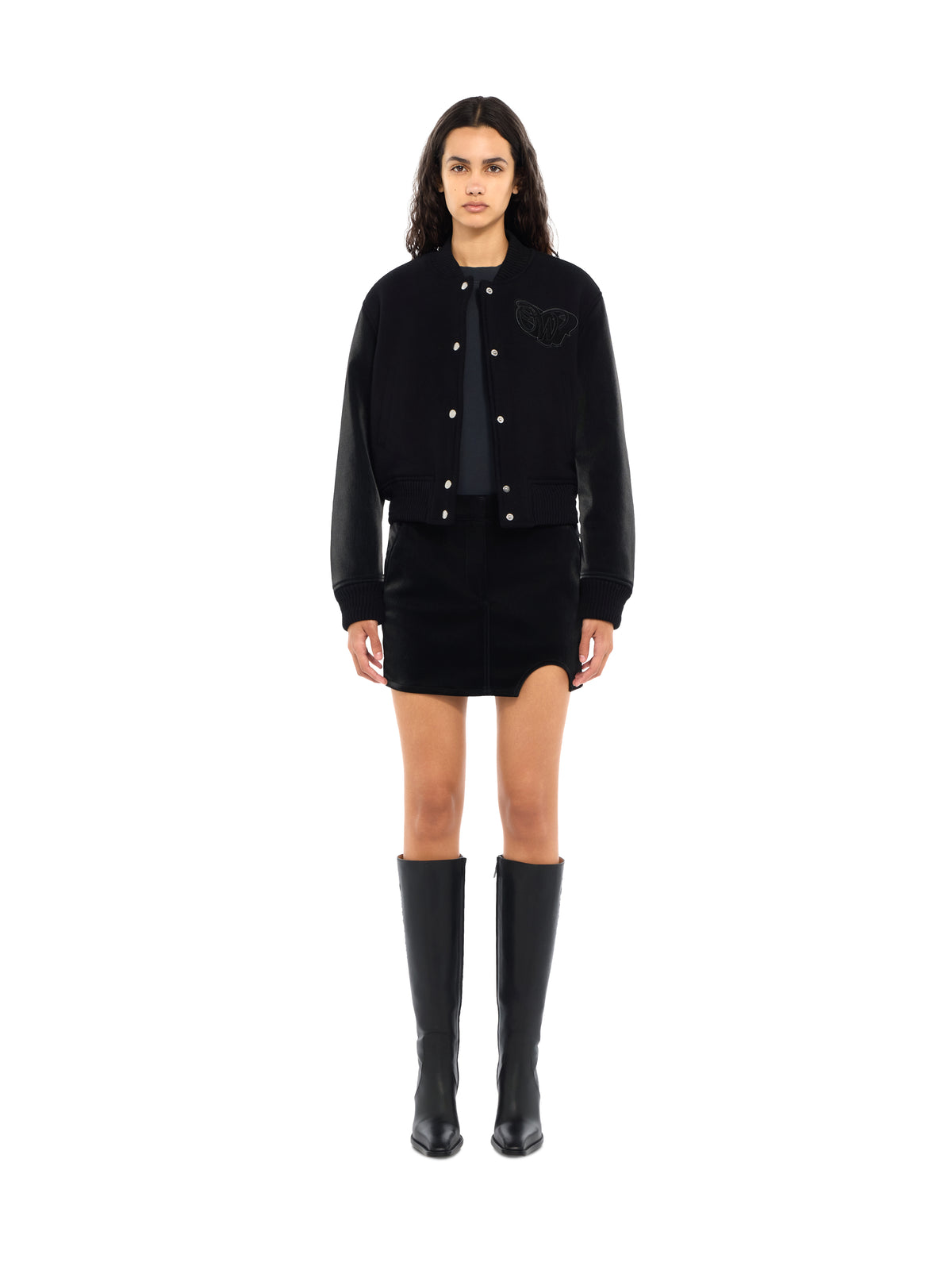OFF WHITE Velvet-Coated Meteor Mini Skirt Black-Black 2FS00373B