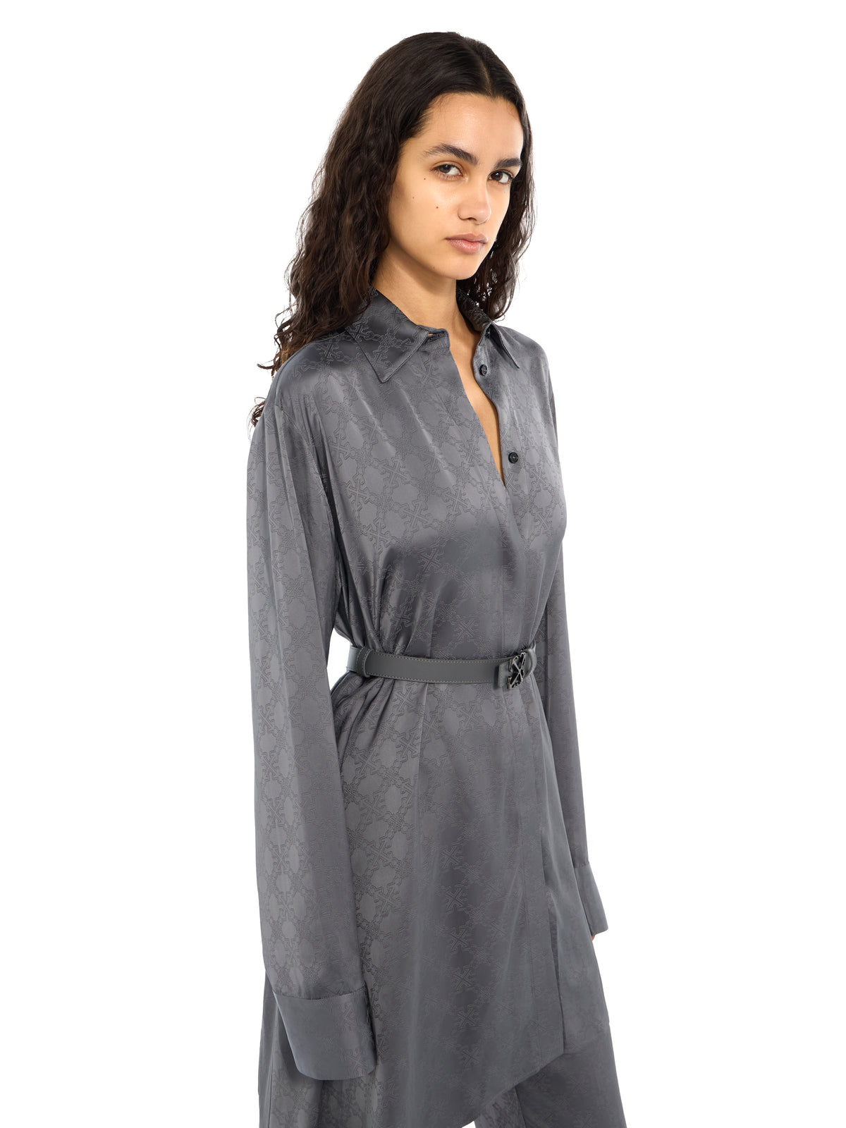 Monogram Jacquard Asymmetric Shirt Dress