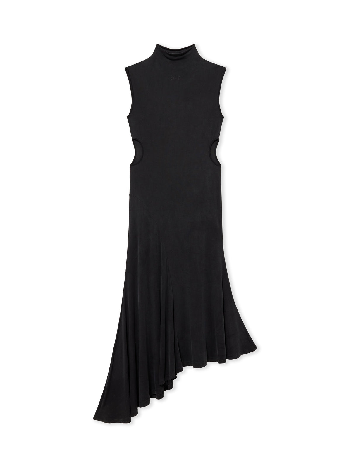 OFF WHITE Cupro Rib Meteor Asymmetric Dress Black-Black 2FU00351T