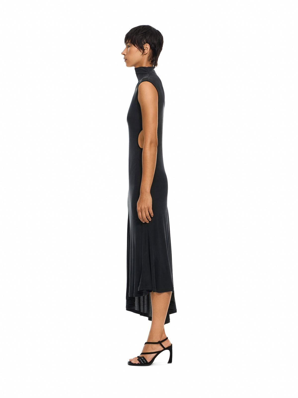 OFF WHITE Cupro Rib Meteor Asymmetric Dress Black-Black 2FU00351T