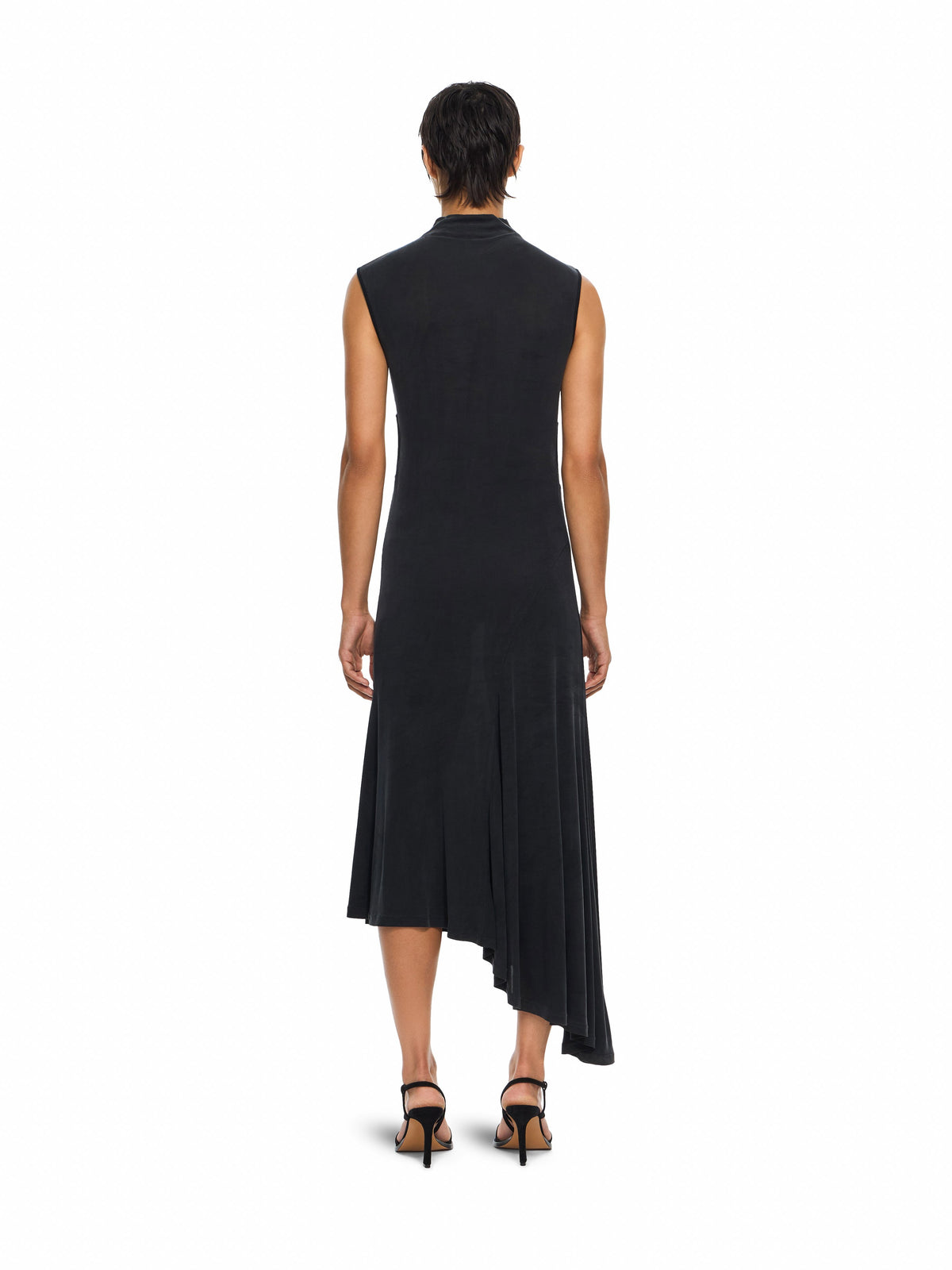 OFF WHITE Cupro Rib Meteor Asymmetric Dress Black-Black 2FU00351T
