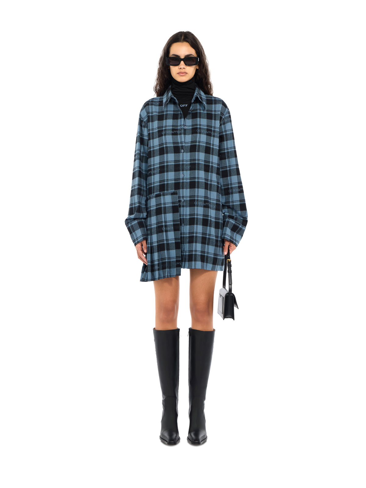 Check Flannel Panel Mini Dress