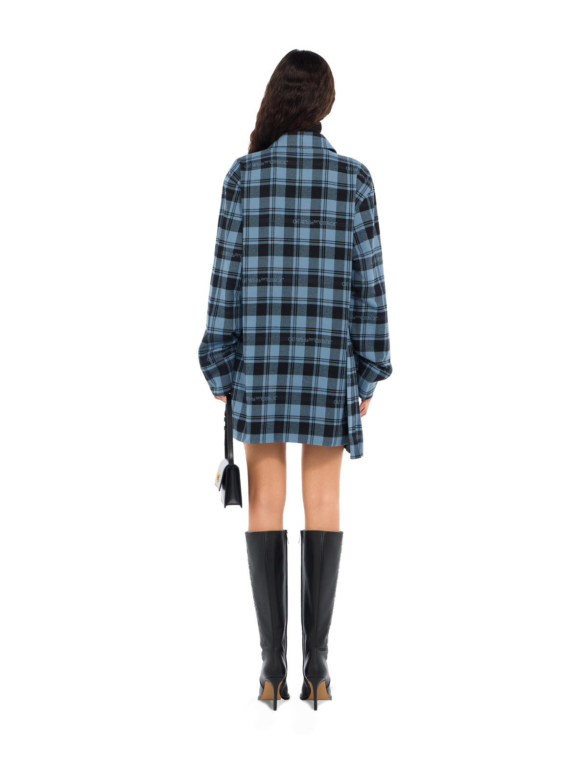 OFF WHITE Check Flannel Panel Mini Dress Citadel Black 2FU00353T