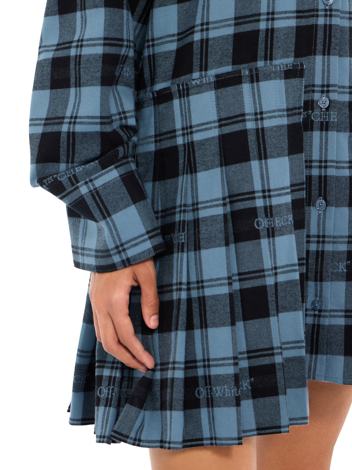 OFF WHITE Check Flannel Panel Mini Dress Citadel Black 2FU00353T