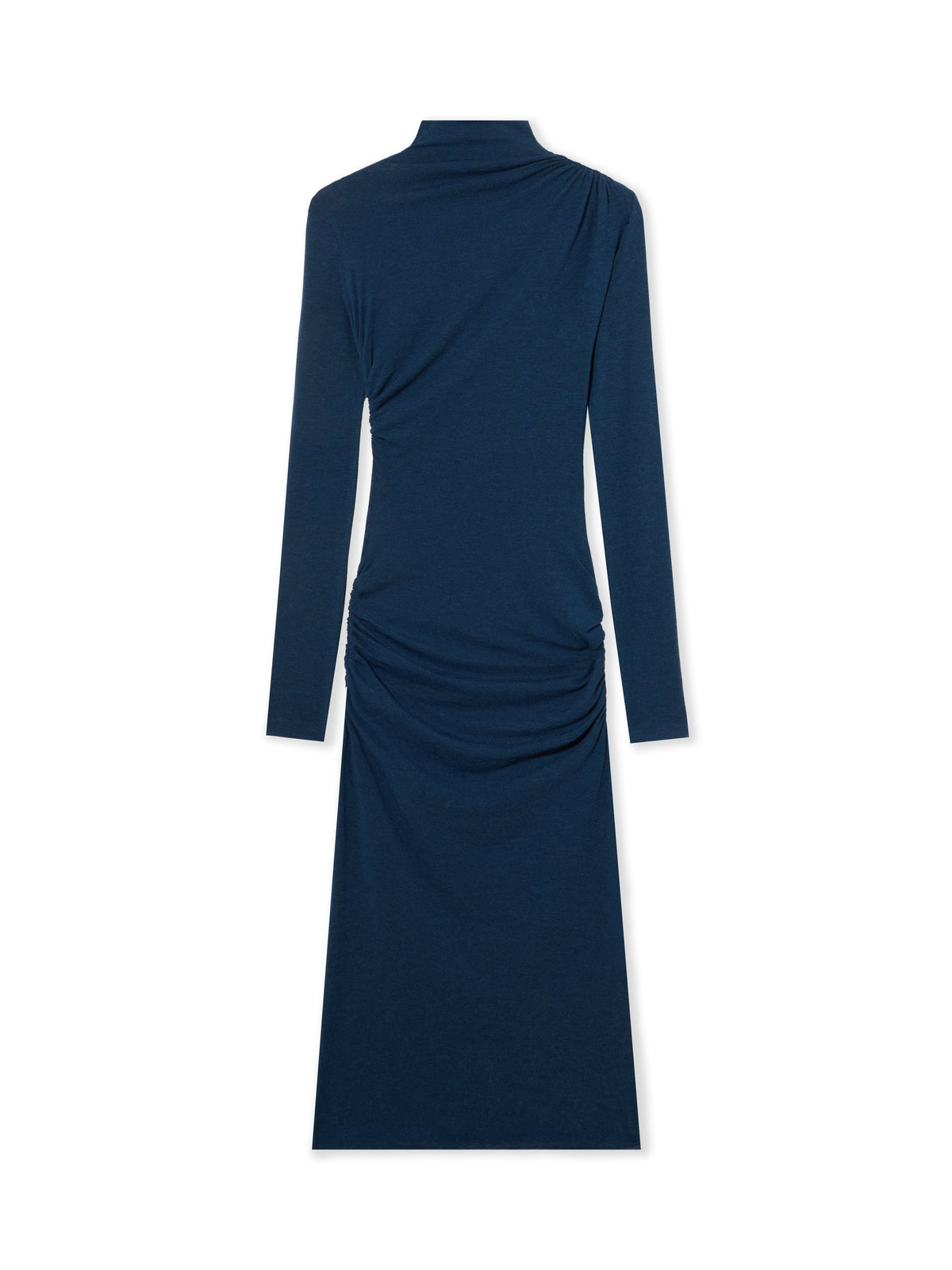Draped Turtleneck Midi Dress