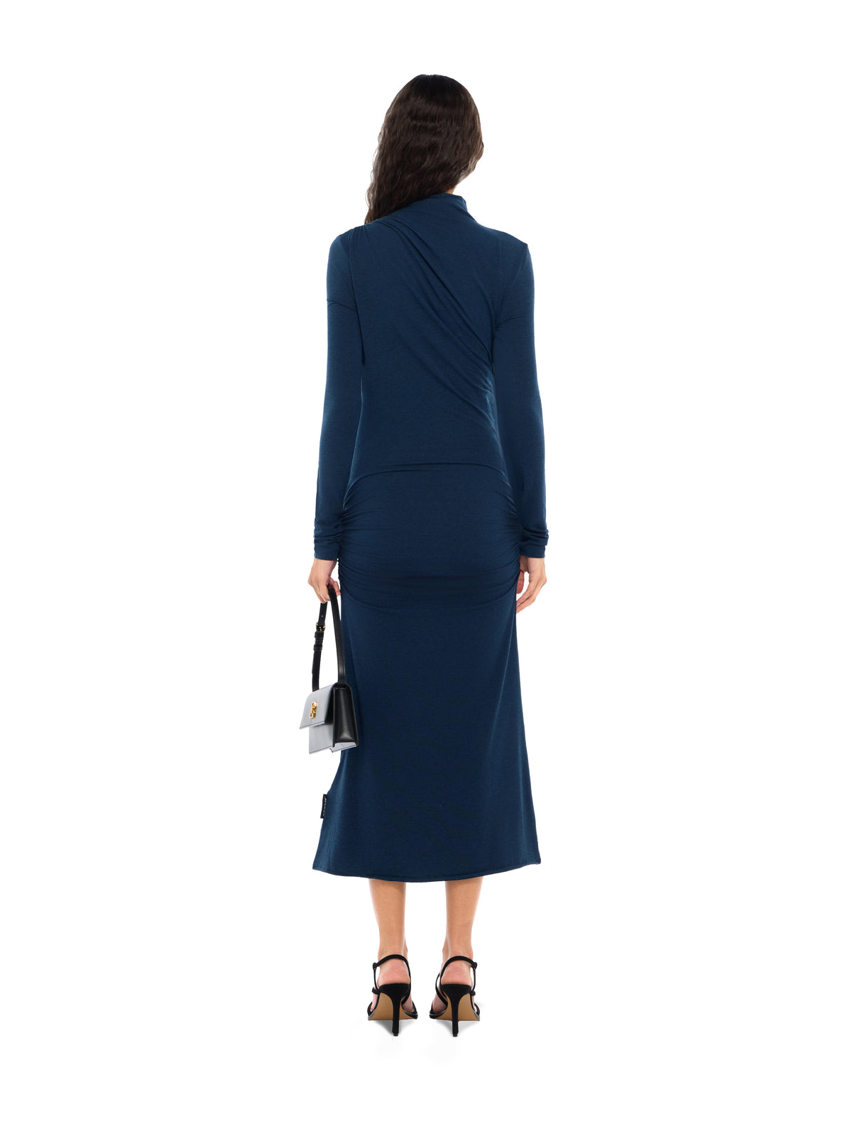 OFF WHITE Draped Turtleneck Midi Dress Blue Melange Blue Melange 2FU00397T