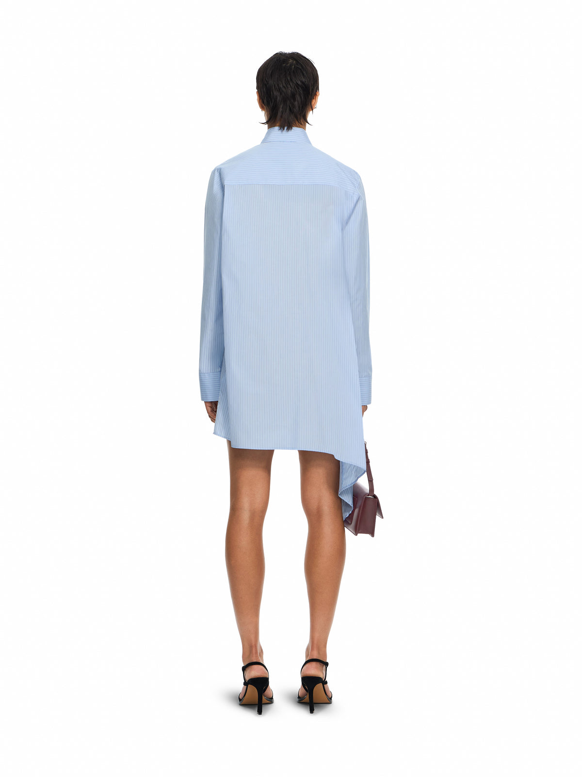 OFF WHITE Striped Poplin Asymmetric Shirt Dress Heather Dark Sapphire 2FU00398T