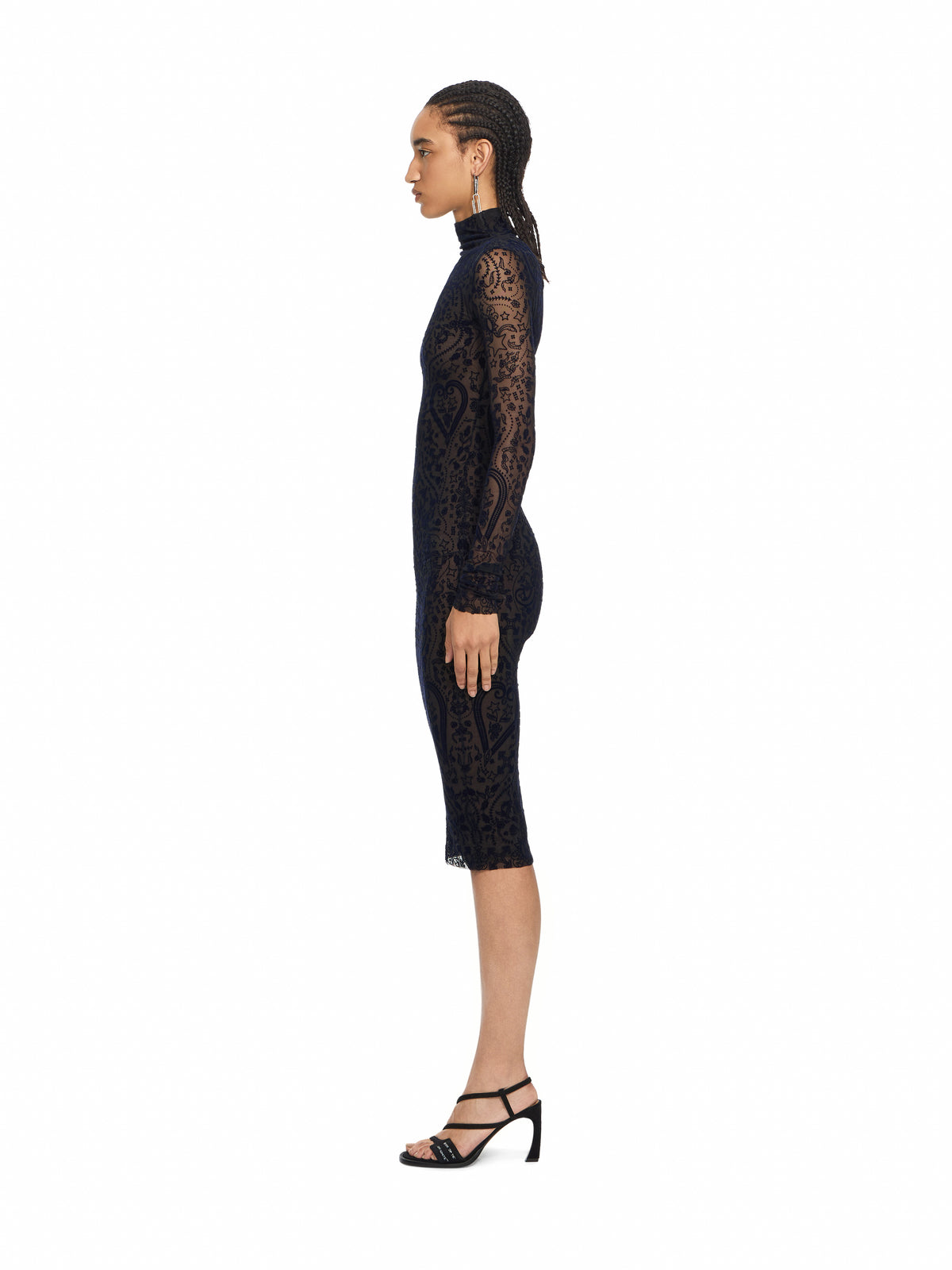 OFF WHITE Paisley Flock Mock-Neck Midi Dress Dark Sapphire Dark Sapphire 2FU00543T