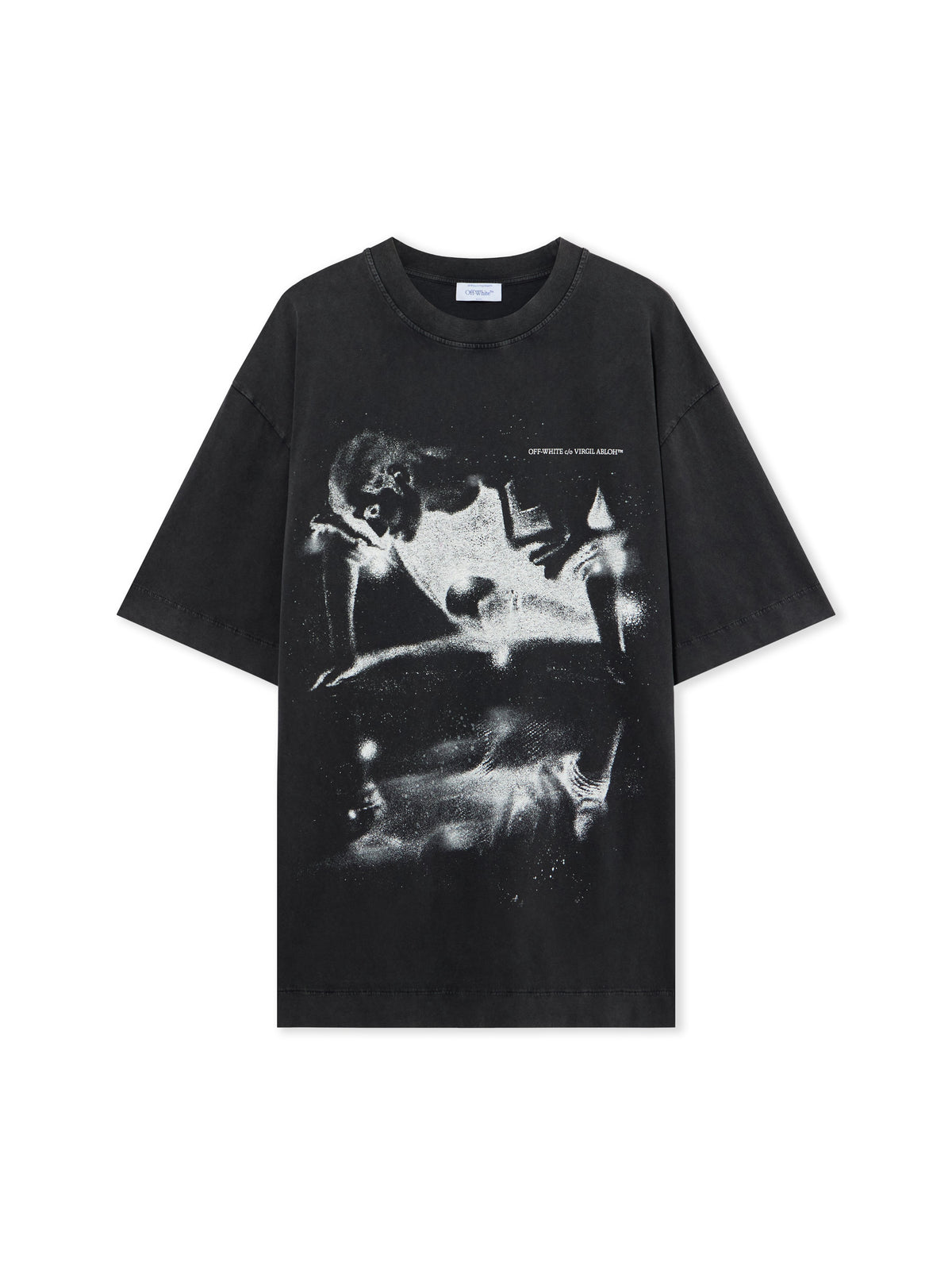 OFF WHITE Dreaming Narciso T-Shirt Dress Fade Out Black White 2FU00594T
