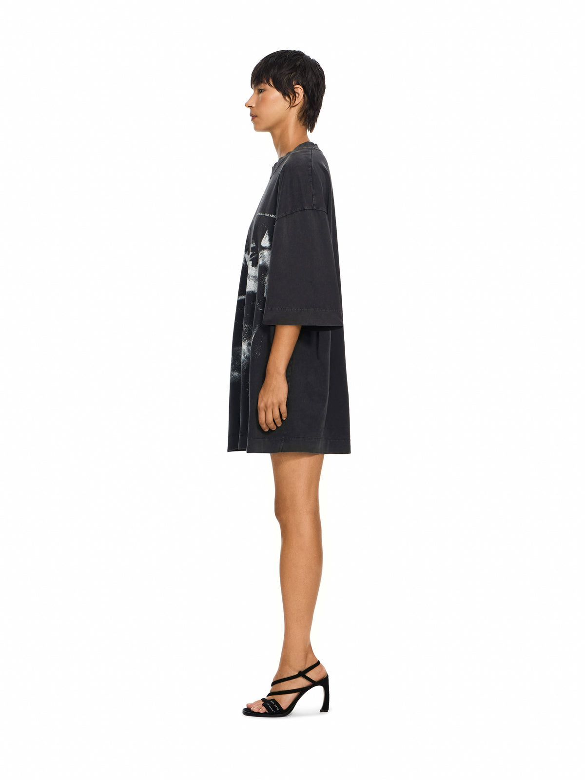 OFF WHITE Dreaming Narciso T-Shirt Dress Fade Out Black White 2FU00594T