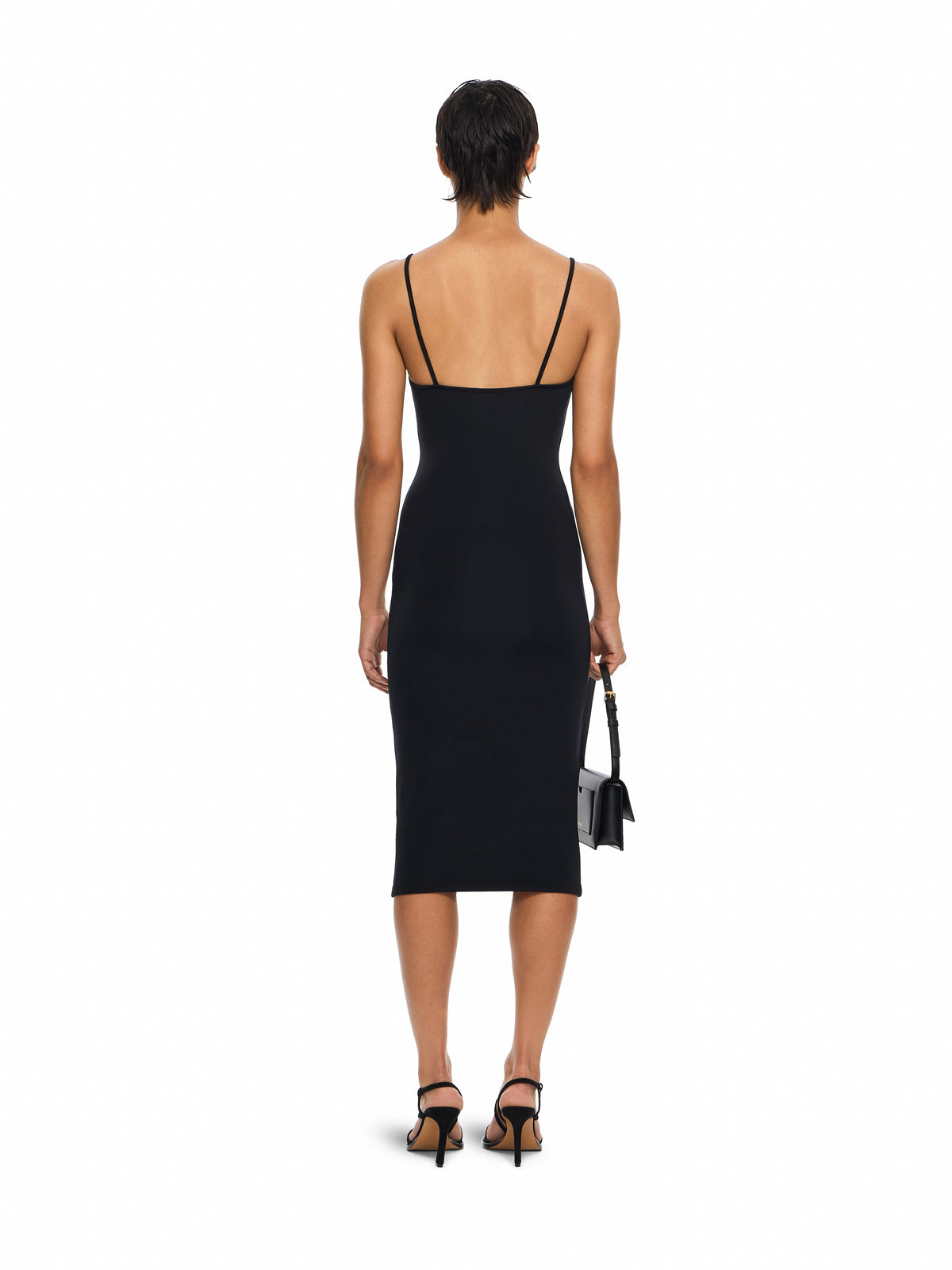 OFF WHITE Off Stamp Sleek Midi Dress Black-White 2FU00632T