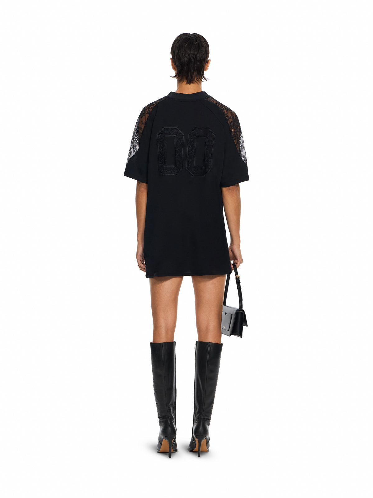 OFF WHITE Lace Insert Soccer Dress Black-Black 2FU00648T