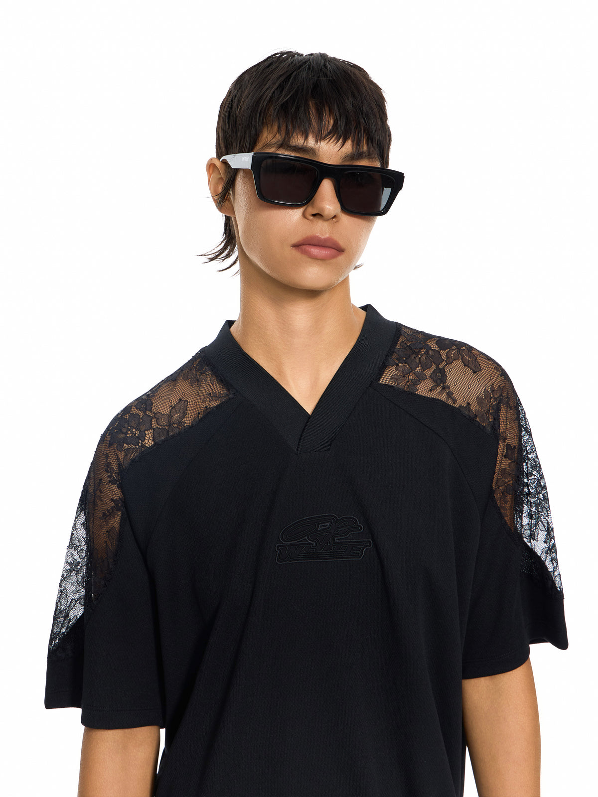OFF WHITE Lace Insert Soccer Dress Black-Black 2FU00648T