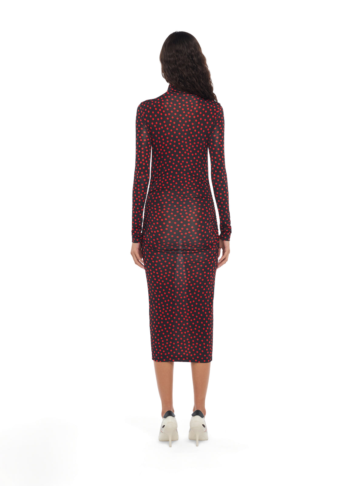 OFF WHITE Off Stamp Dot Second Skin Midi Dress Black Rumba Red 2FU00871T
