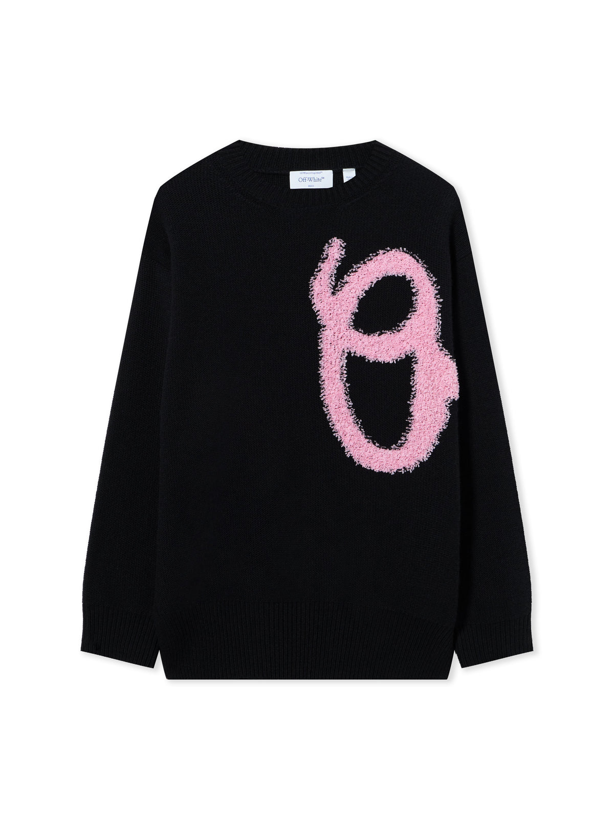 OFF WHITE Shared Fuzzy Knit Crewneck Black-Soft Pink 2HE10US26KNI001