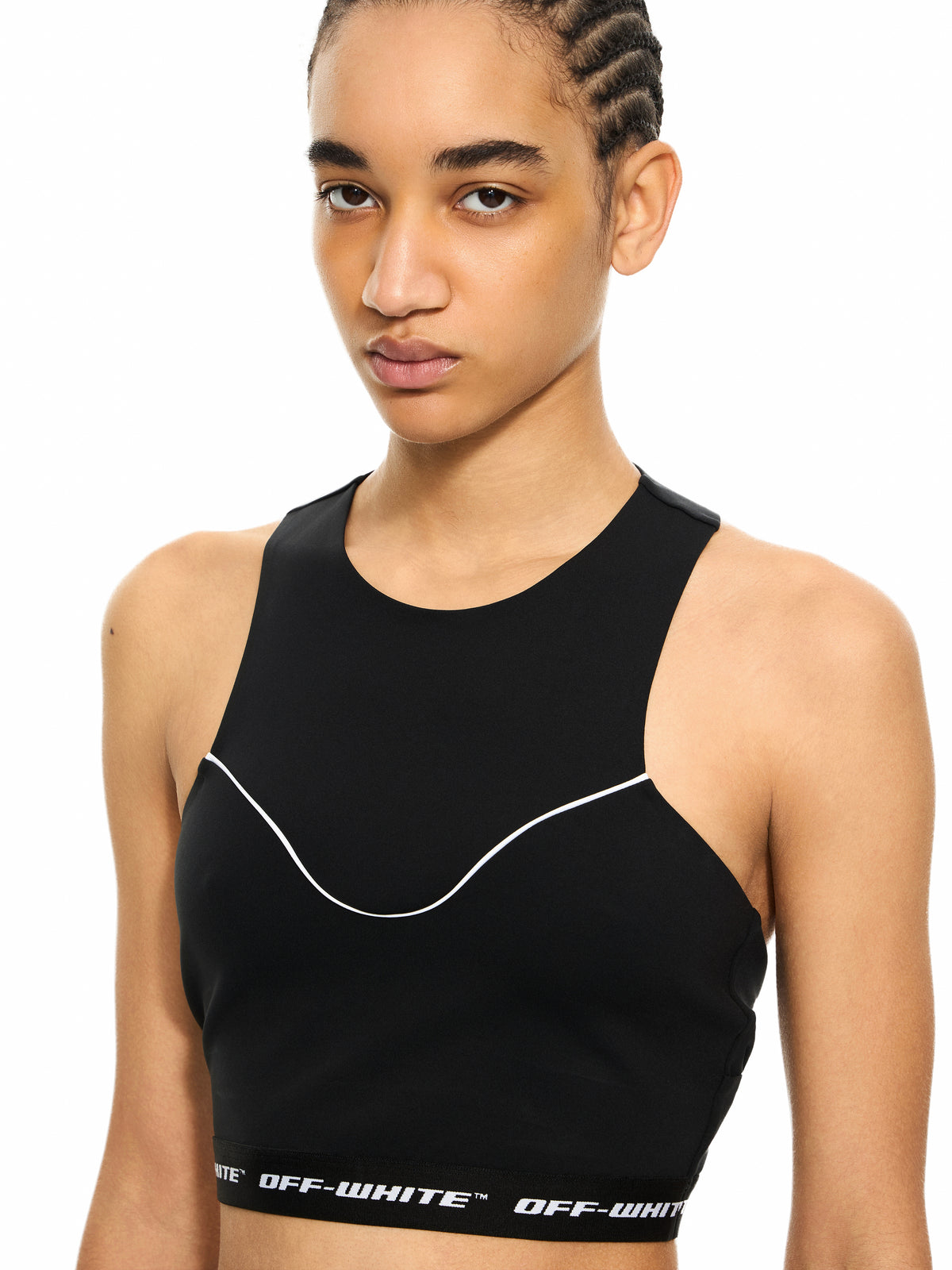 OFF WHITE Logoband Crop Top Black-White 2VO05QS26JER001