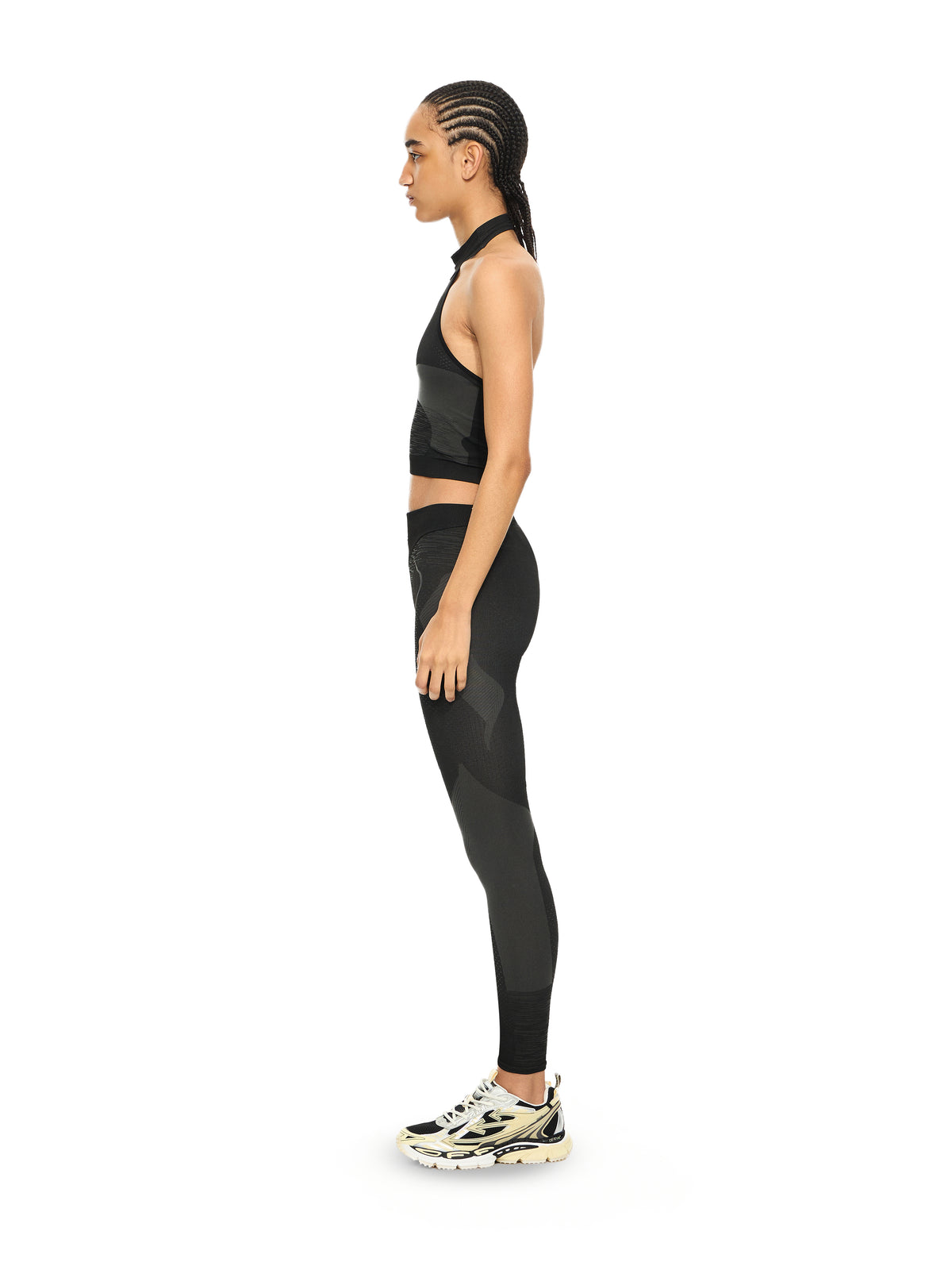 OFF WHITE Racing Seamless Leggings Black-White 2VV01HS26KNI001