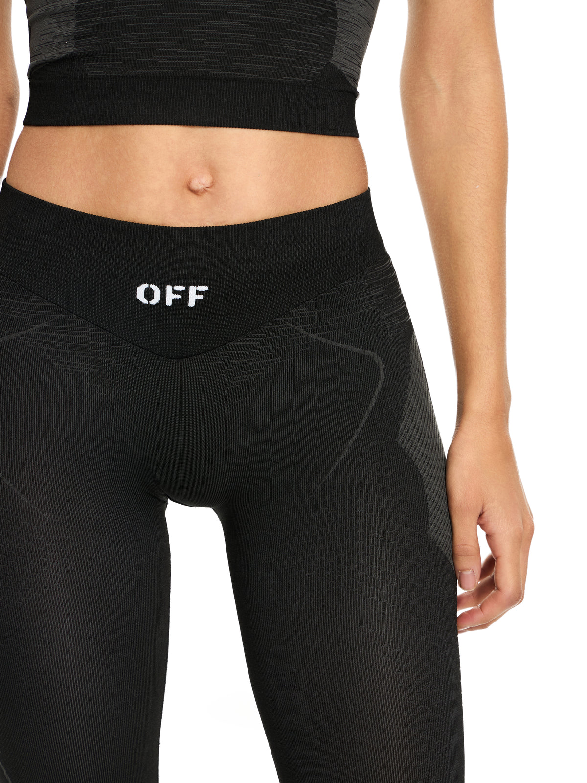 OFF WHITE Racing Seamless Leggings Black-White 2VV01HS26KNI001