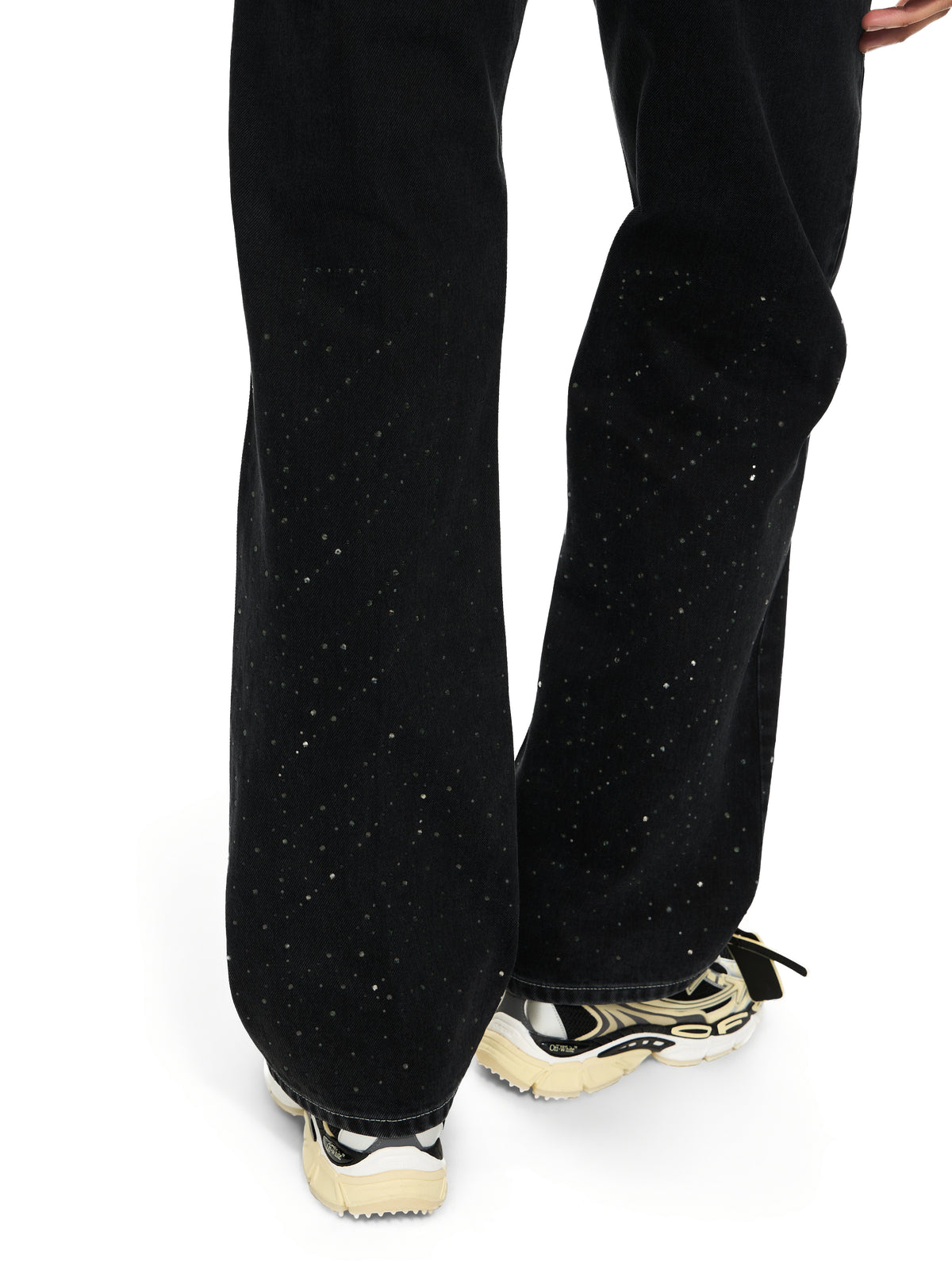 OFF WHITE OW X Swarovski Denim Susy Pants Black-White 2YA069S26DEN004