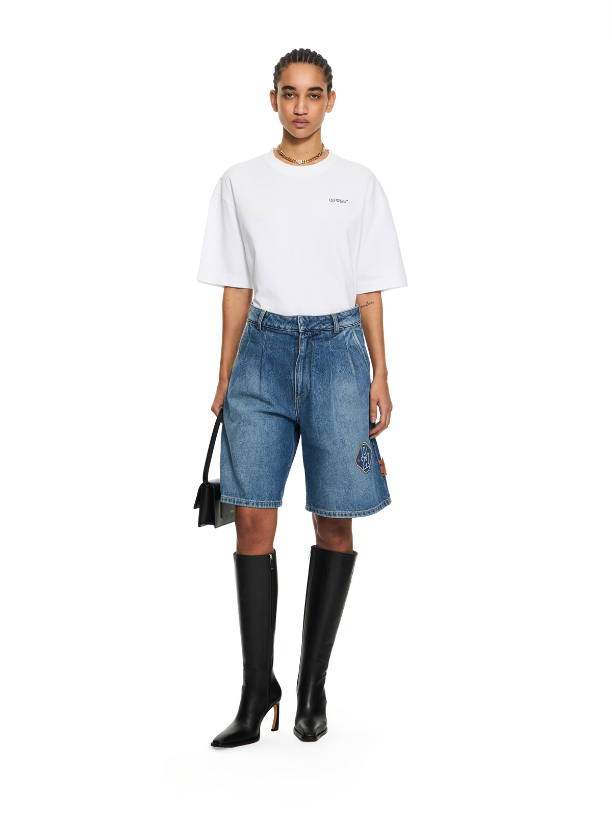 OFF WHITE Royal Patch Denim Bermuda Shorts Light Medium Blue-No Color 2YC01CS26DEN001