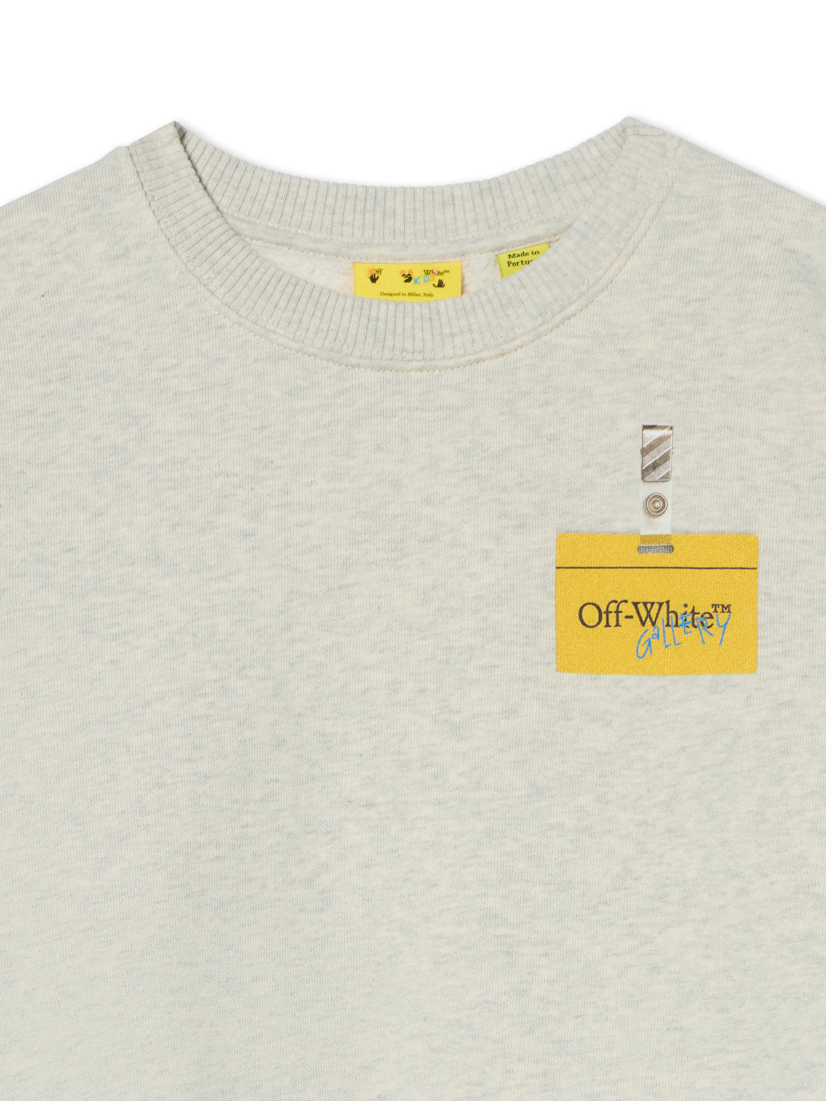 OFF WHITE Arrow Tape Crewneck Sweatshirt GREY MELANGE 44BBA001F26F00B