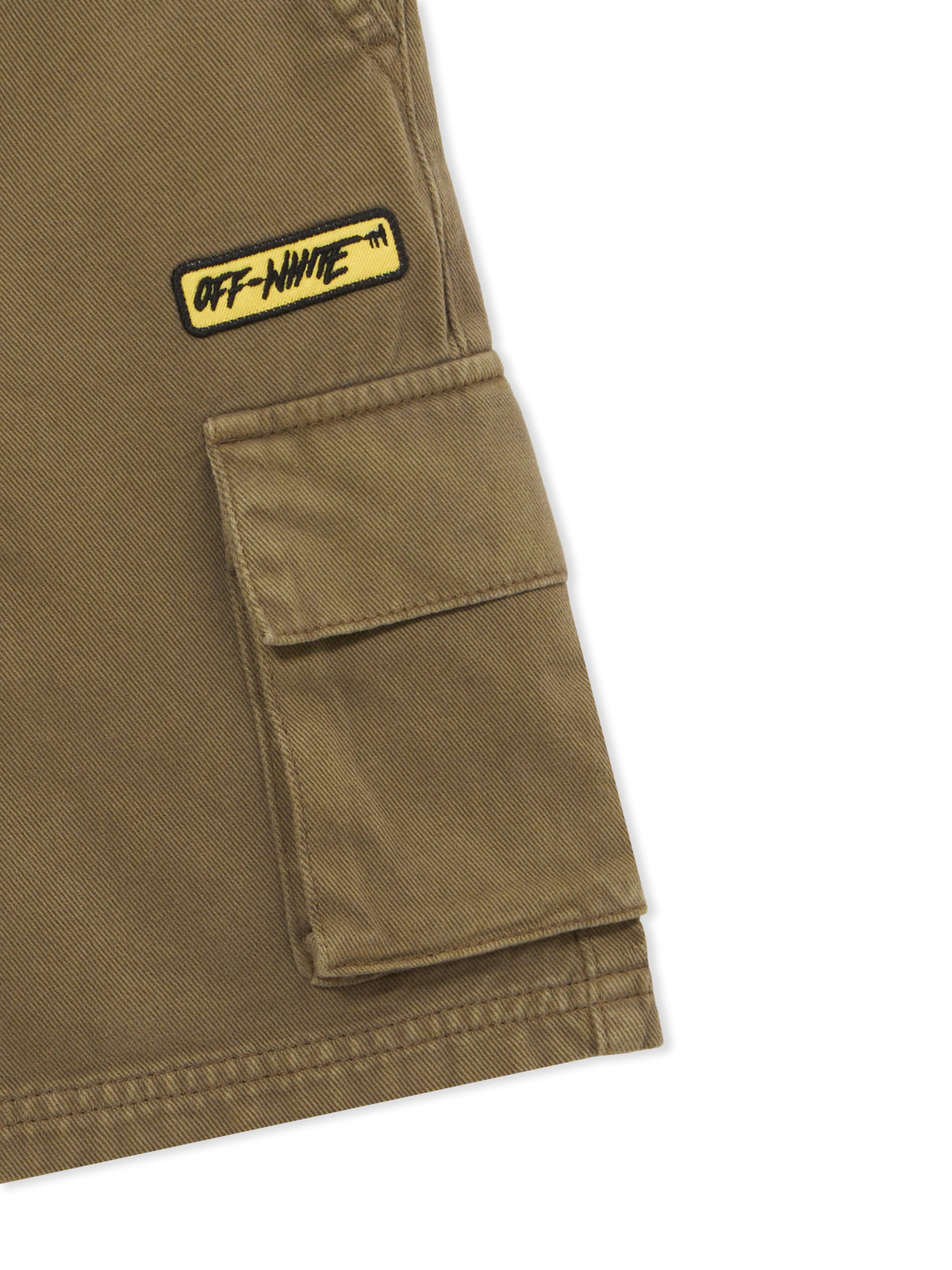 OFF WHITE Logo Patch Diagonal Cargo Shorts MARTINI OLIVE 44BCS001S26F001