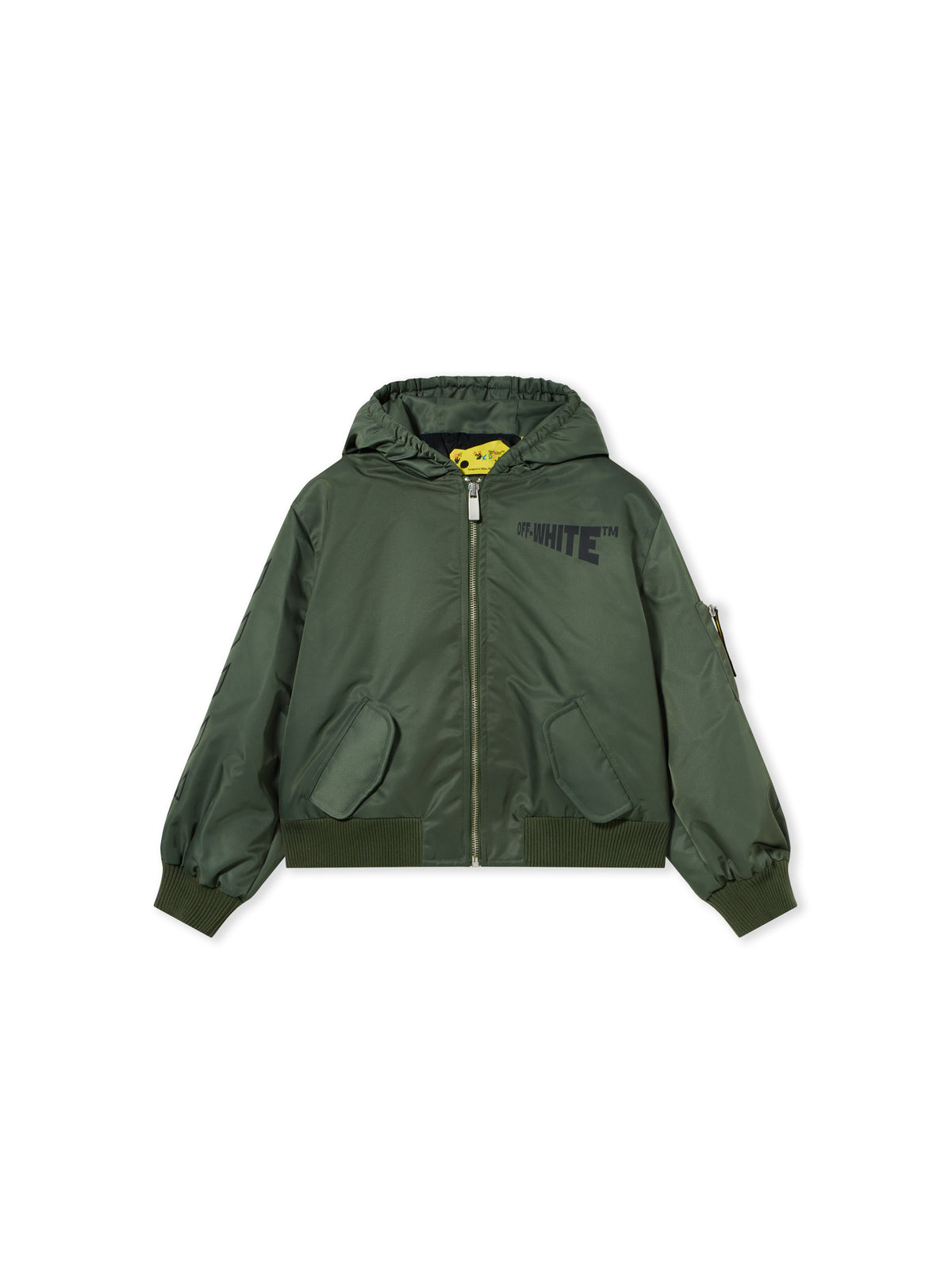 Logo Diagonal Hooded Bomber Jacket