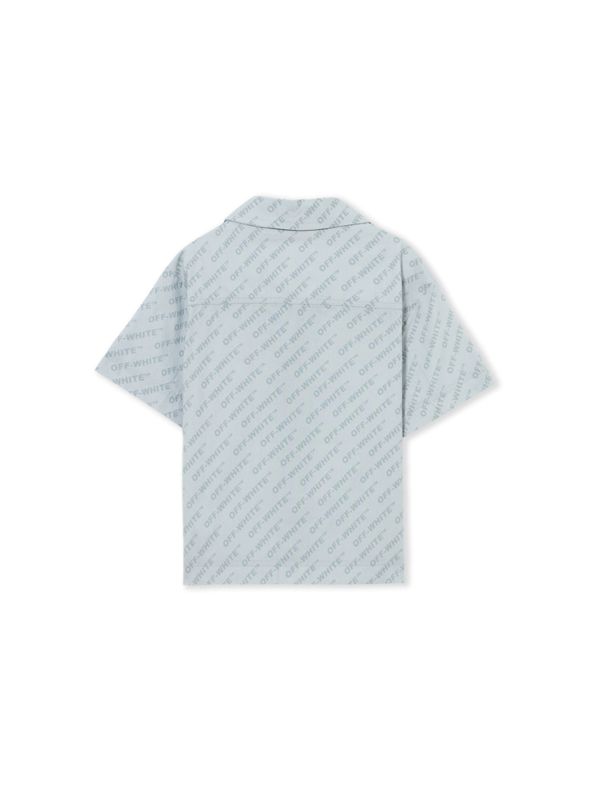 OFF WHITE Logo All-Over Bowling Shirt DUSTY BLUE 44BGA002S26F001
