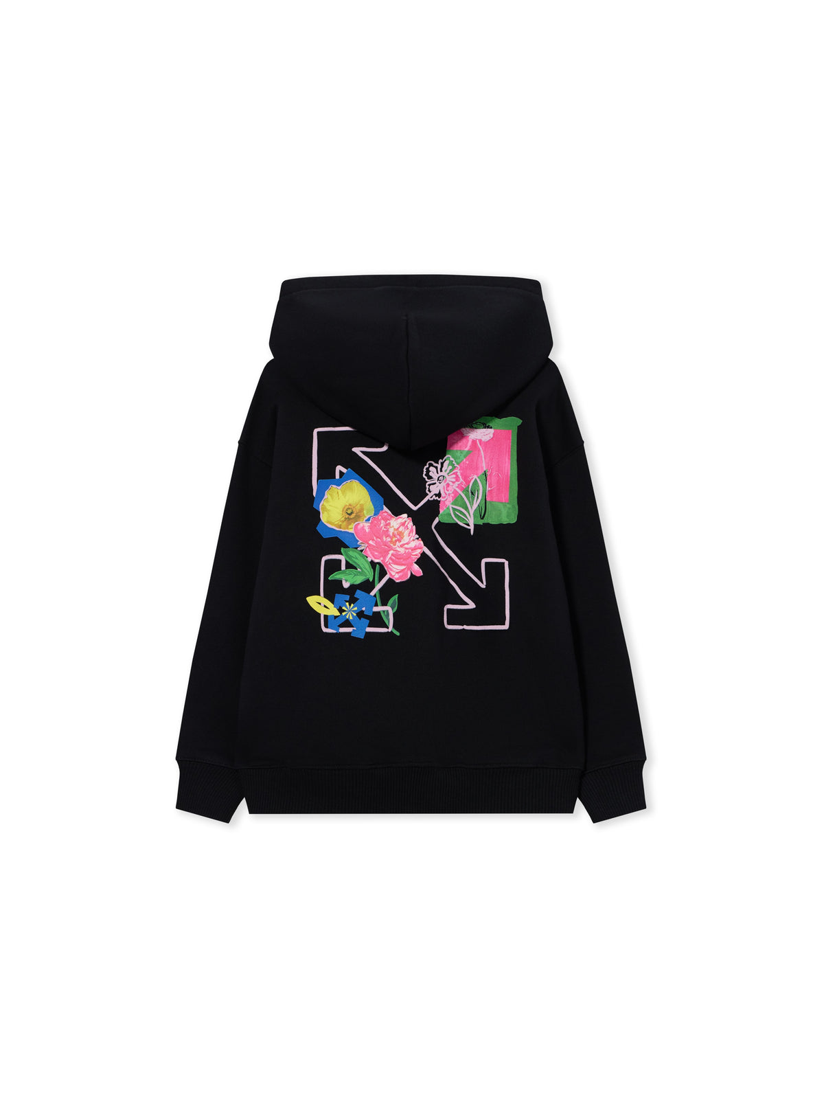 OFF WHITE Arrow Flower Zip-Up Hoodie BLACK 44GBE001F26F001
