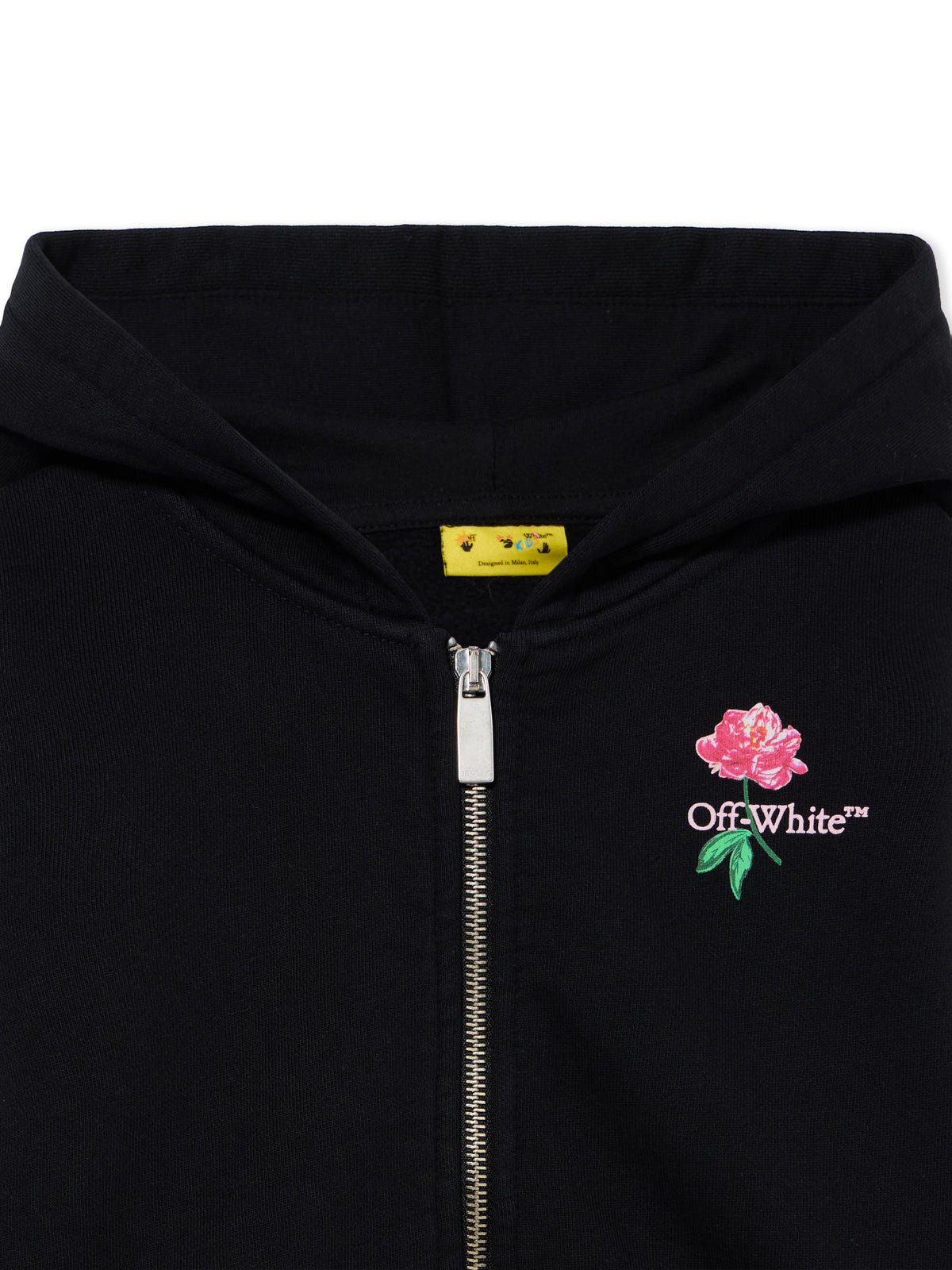 OFF WHITE Arrow Flower Zip-Up Hoodie BLACK 44GBE001F26F001