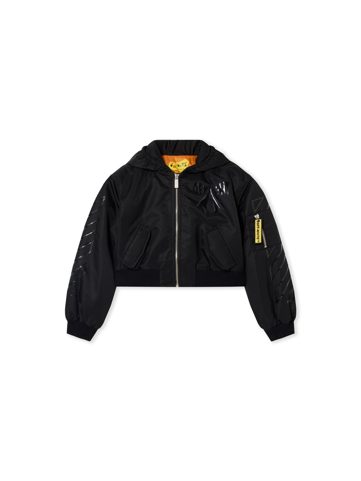Ribbon Diagonals Cropped Bomber Jacket