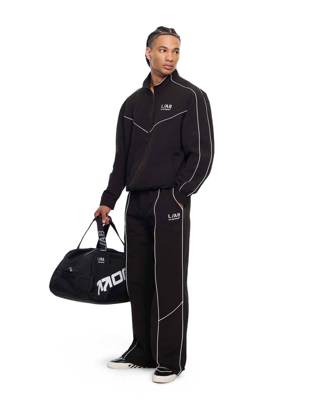 L/AB Contrast Piping Diagonal Track Pants
