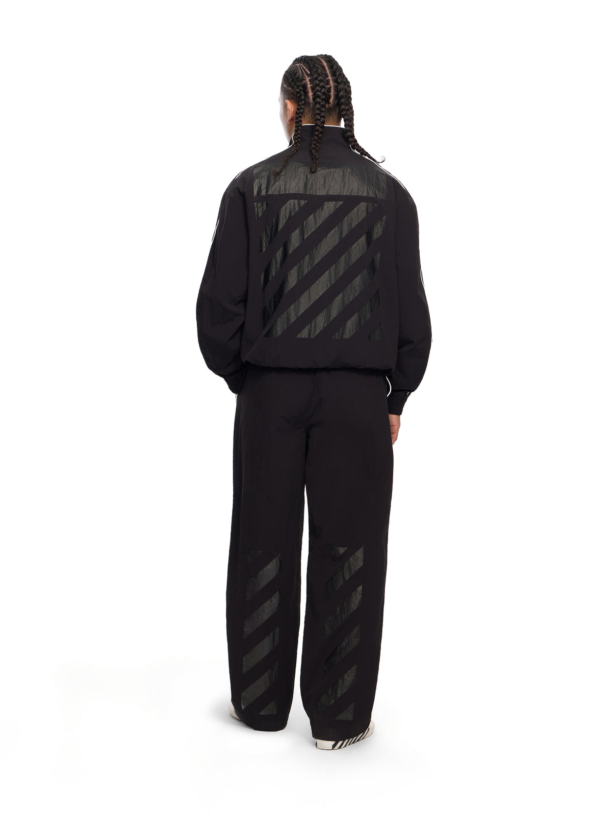 LAB L/AB Contrast Piping Diagonal Track Pants BLACK 44LABF26B063