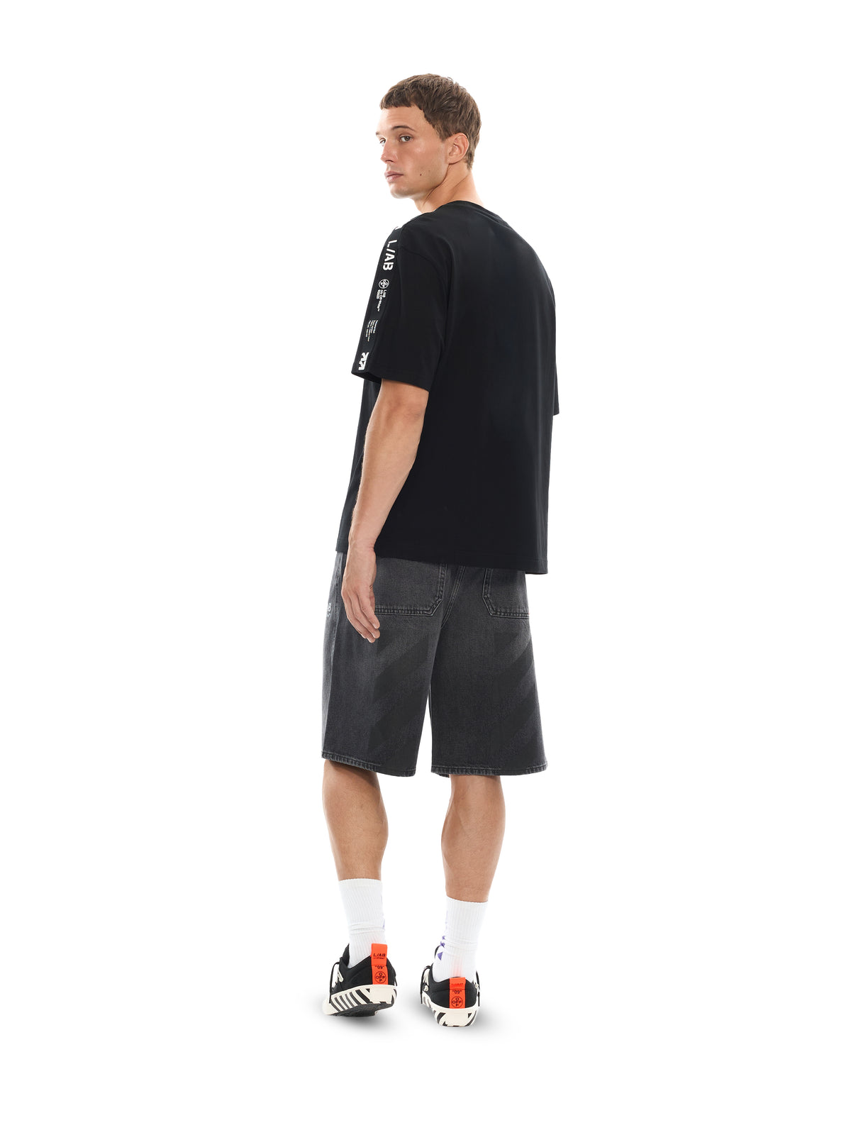 LAB L/AB Diagonal Denim Shorts PHANTOM BLACK 44LABF26D119