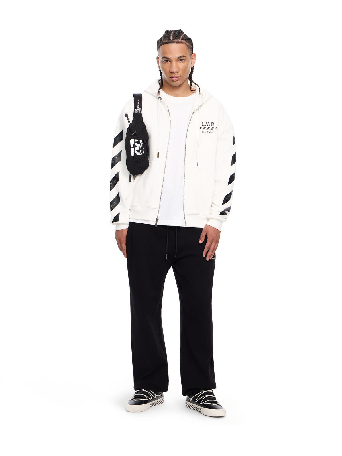 LAB L/AB Core Diagonal Zip Hoodie WHITE 44LABF26K050