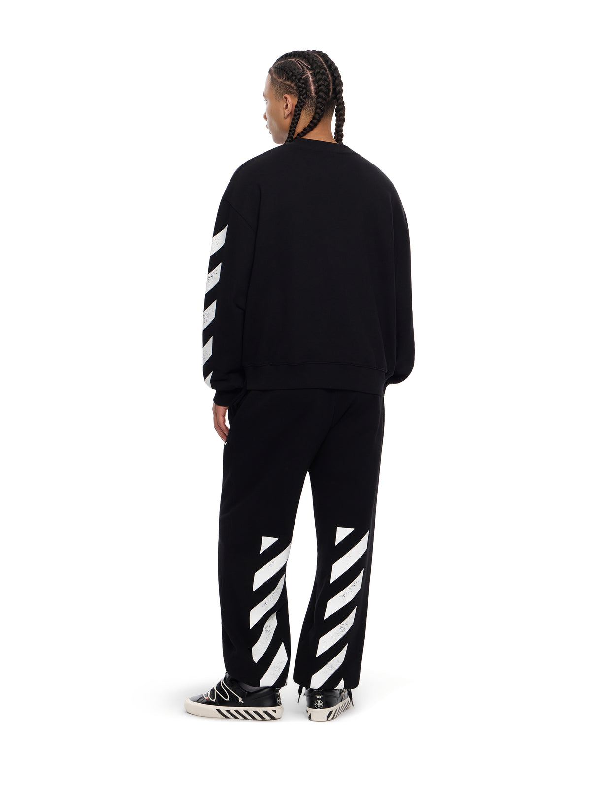LAB L/AB Diagonal Crewneck Sweatshirt BLACK 44LABF26K052
