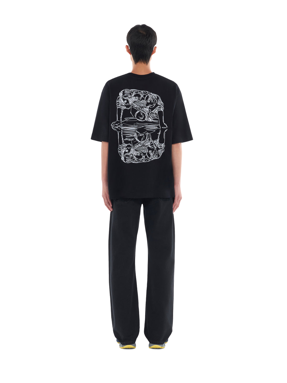 OFF WHITE Scribble Narciso Skate Short Sleeve T-Shirt BLACK 44MAA120F26J017