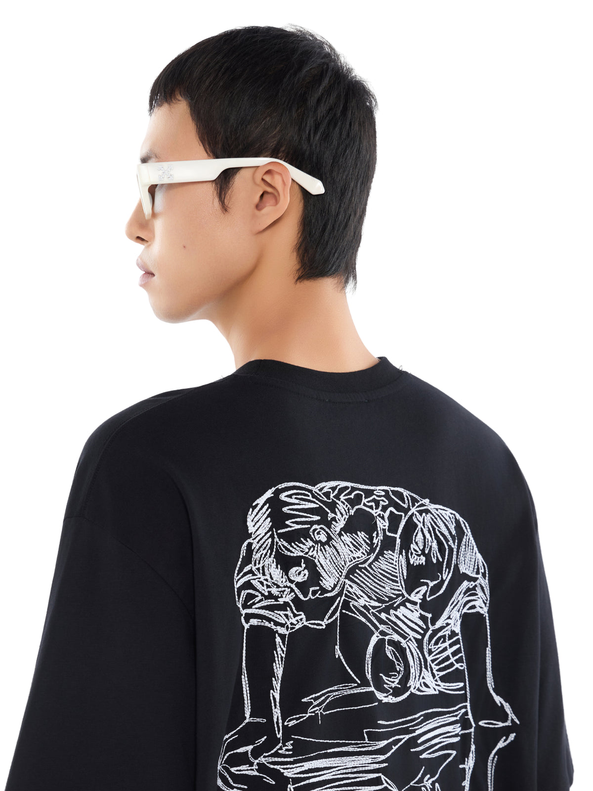 OFF WHITE Scribble Narciso Skate Short Sleeve T-Shirt BLACK 44MAA120F26J017
