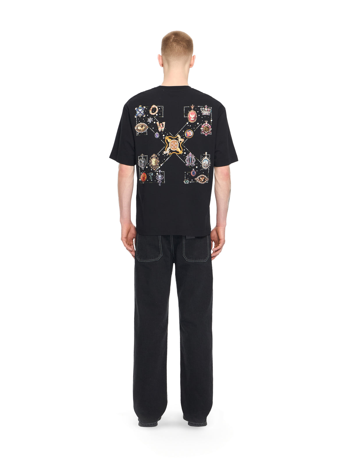 OFF WHITE Jewel Arrow Skate T-shirt BLACK 44MAA120S26J003