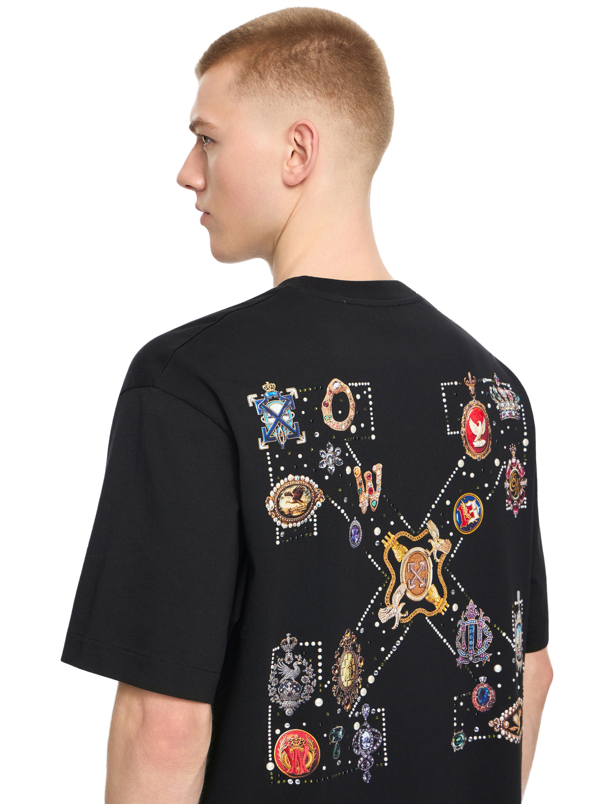 OFF WHITE Jewel Arrow Skate T-shirt BLACK 44MAA120S26J003