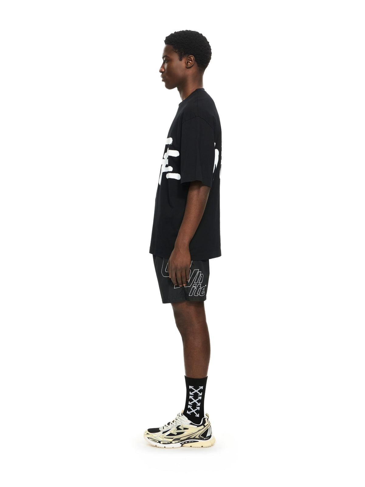 OFF WHITE Spray Logo Skate T-shirt BLACK 44MAA120S26J00L
