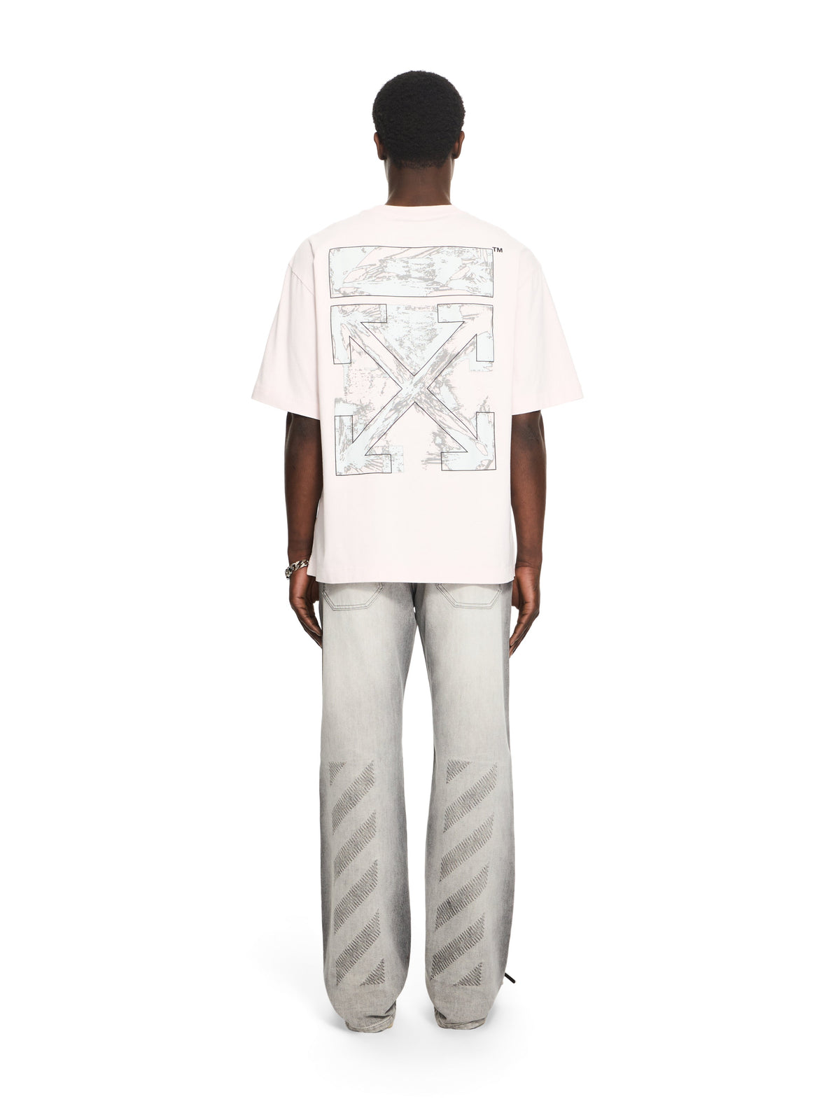 OFF WHITE Paint Arrow Skate T-shirt FADE OUT MAUVE MOR 44MAA120S26J00R