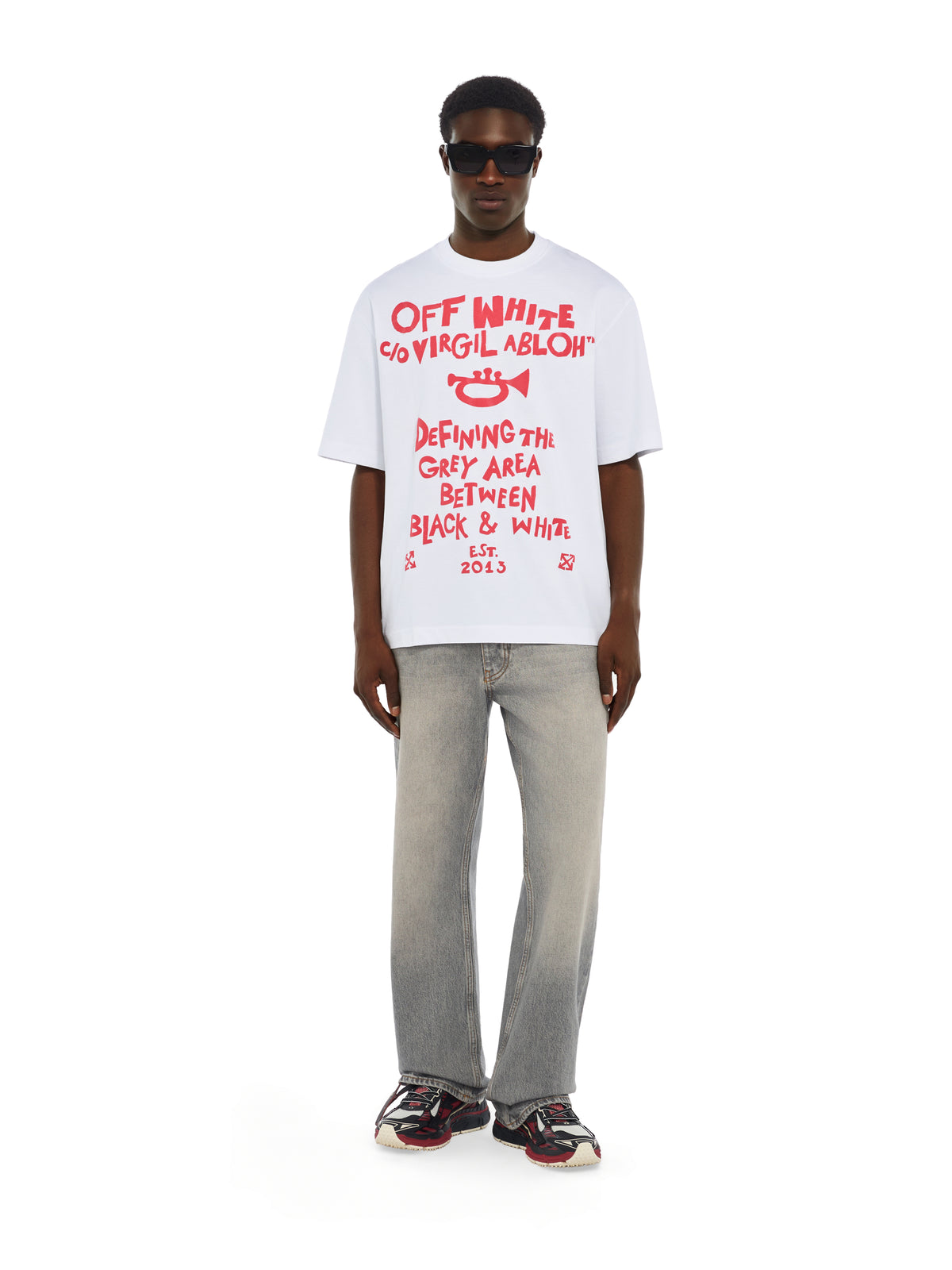 OFF WHITE Mr. Davis Trumpet Skate T-Shirt WHITE 44MAA120W26J001
